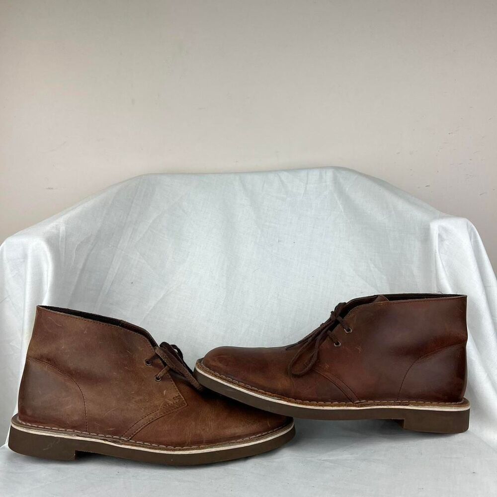 Clarks Mens Bushacre 2 Chukka Boots Brown Lace Up Ankle Stitching Size 9.5